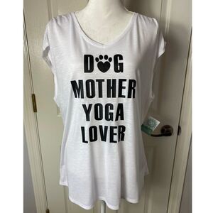Brisas LARGE "Dog Mother Yoga Lover" TShirt NWT